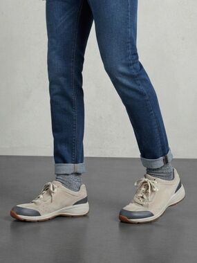 Rockport Men's Suede Beige and Gray Casual Sneakers Size 9